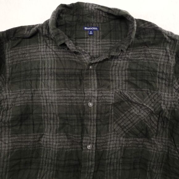 Northcrest Tartan Flannel Casual Button Up Shirt Mens Size Medium M Gray Green - Picture 1 of 10